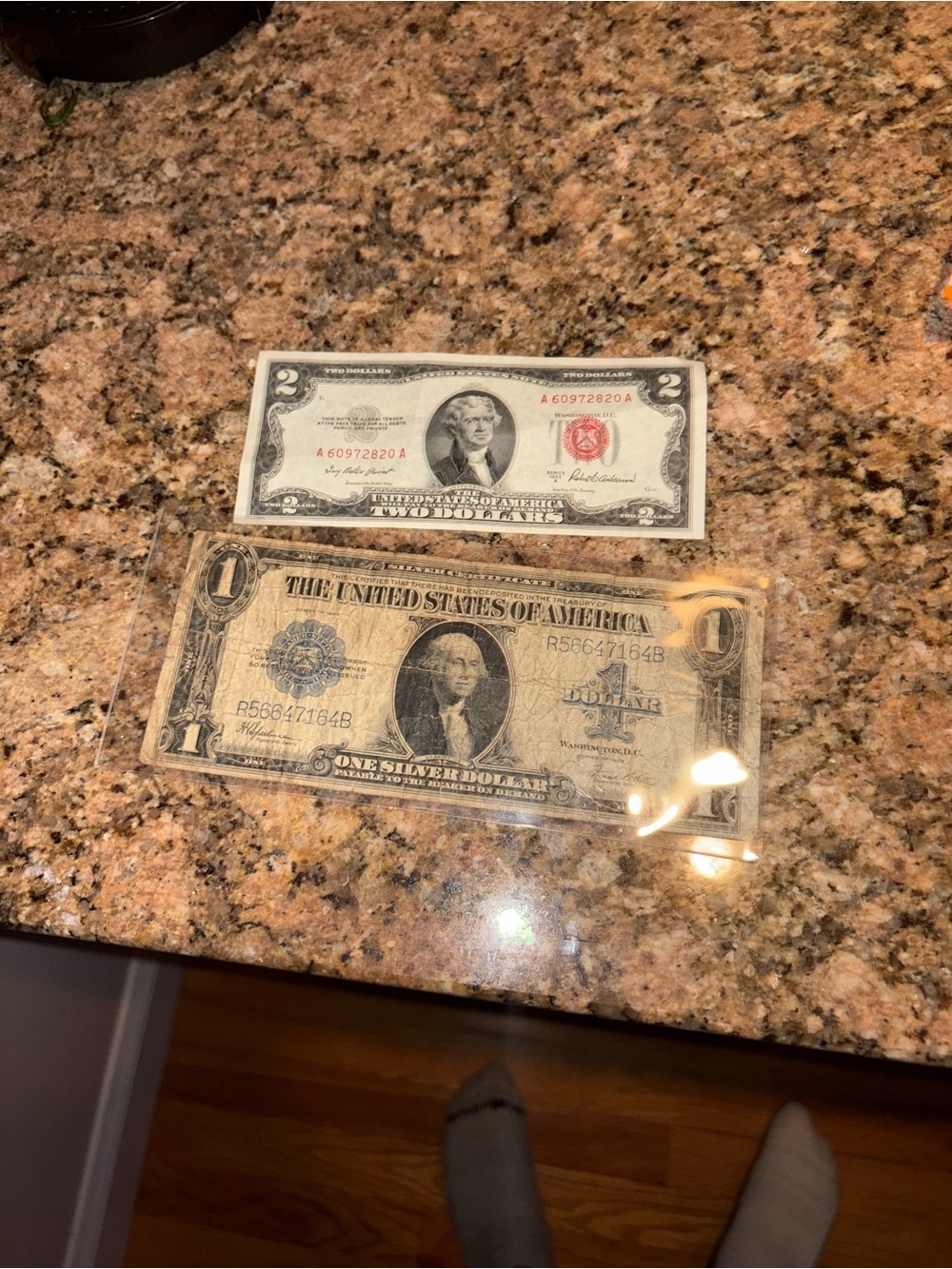 Vintage US Paper Currency Display - Black and White